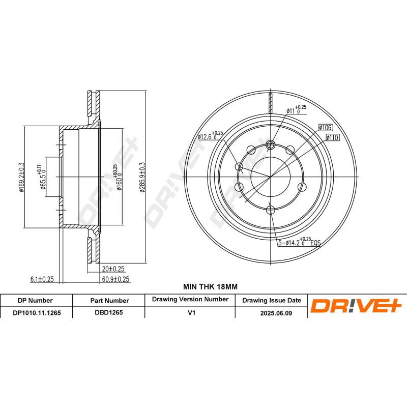 Jeu de 2 disques de frein arrière Dr!ve+ DP1010.11.1265 - Visuel 2