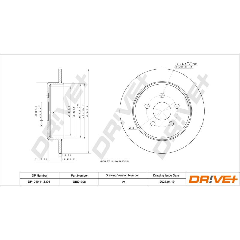 Jeu de 2 disques de frein arrière Dr!ve+ DP1010.11.1308 - Visuel 2