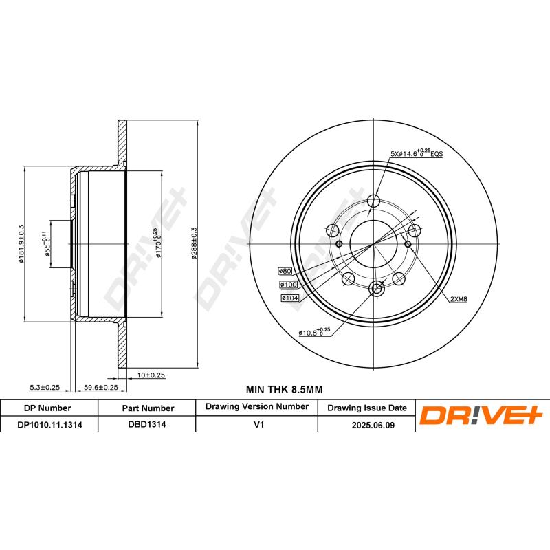 Jeu de 2 disques de frein arrière Dr!ve+ DP1010.11.1314 - Visuel 2