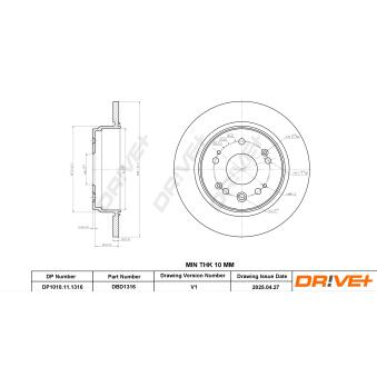 Jeu de 2 disques de frein arrière Dr!ve+ OEM 42510S7AJ00