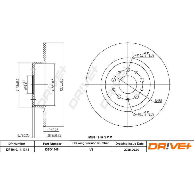 Jeu de 2 disques de frein arrière Dr!ve+ DP1010.11.1348 - Visuel 2