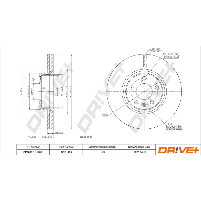 Jeu de 2 disques de frein avant Dr!ve+ DP1010.11.1409 - Visuel 2