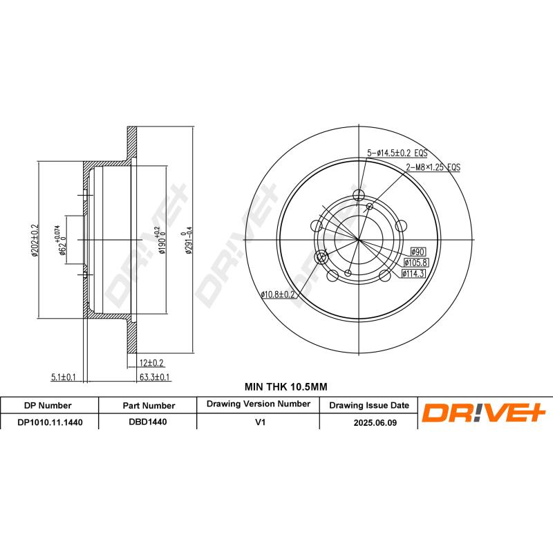 Jeu de 2 disques de frein arrière Dr!ve+ DP1010.11.1440 - Visuel 2