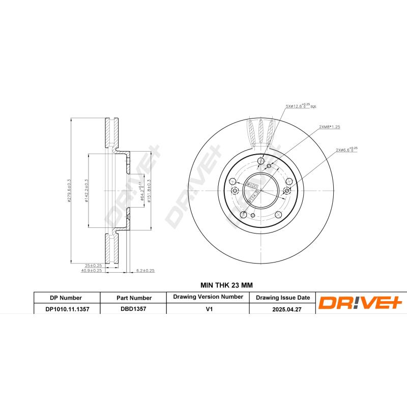 Jeu de 2 disques de frein avant Dr!ve+ DP1010.11.1357 - Visuel 2