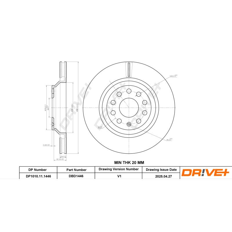 Jeu de 2 disques de frein arrière Dr!ve+ DP1010.11.1446 - Visuel 2