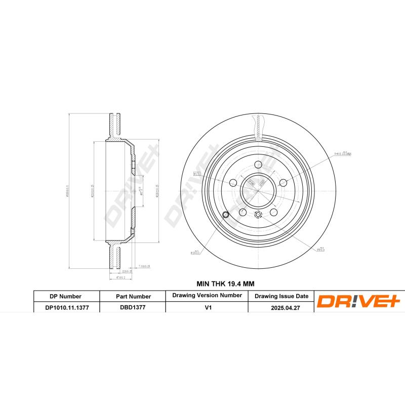 Jeu de 2 disques de frein arrière Dr!ve+ DP1010.11.1377 - Visuel 2