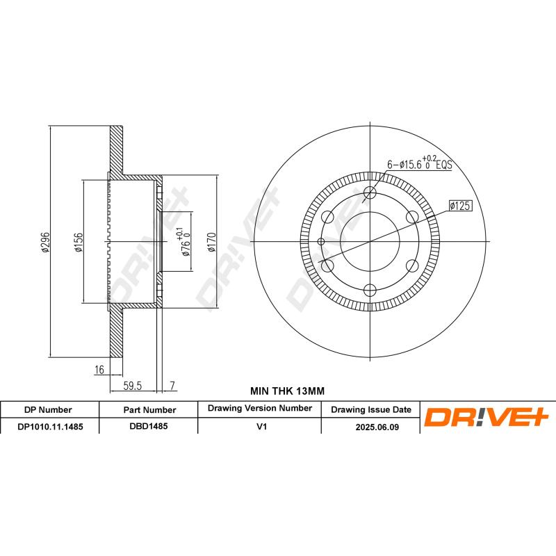 Jeu de 2 disques de frein arrière Dr!ve+ DP1010.11.1485 - Visuel 2
