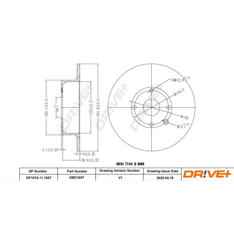 Jeu de 2 disques de frein arrière Dr!ve+ DP1010.11.1657 - Visuel 2