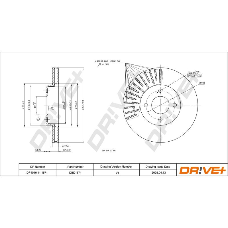 Jeu de 2 disques de frein avant Dr!ve+ DP1010.11.1571 - Visuel 2
