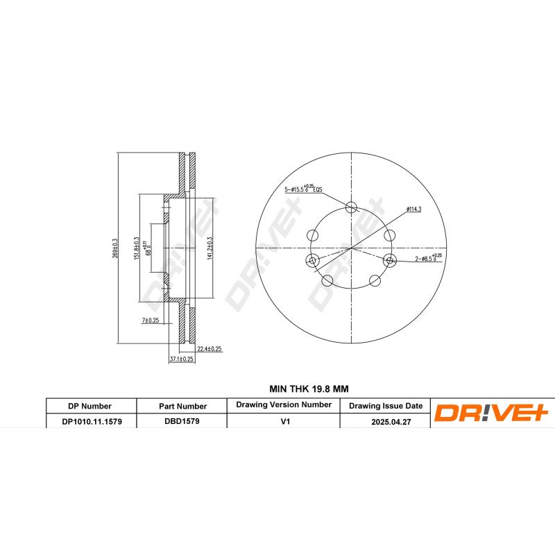 Jeu de 2 disques de frein avant Dr!ve+ DP1010.11.1579 - Visuel 2