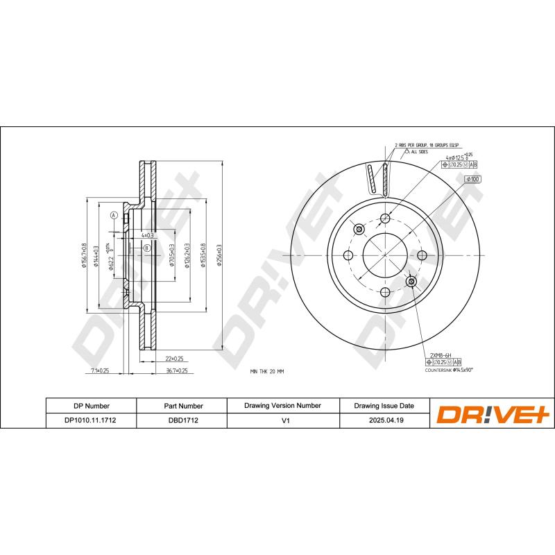 Jeu de 2 disques de frein avant Dr!ve+ DP1010.11.1712 - Visuel 2
