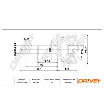 Embout de cardan avant (kit de réparation) Dr!ve+ OEM 391010M000
