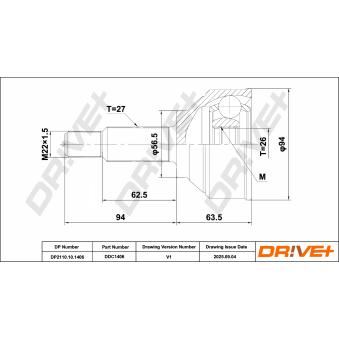 Embout de cardan avant (kit de réparation) Dr!ve+ DP2110.10.1406 pour RENAULT TRAFIC 1.9 DCI 100 - 101cv