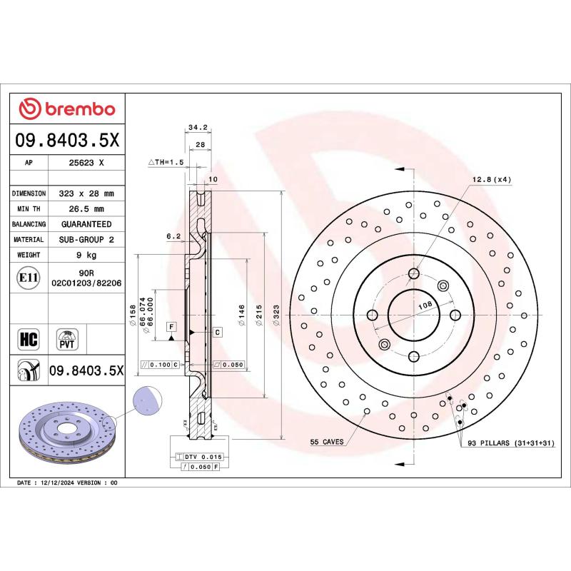 Jeu de 2 disques de frein avant BREMBO 09.8403.5X - Visuel 1