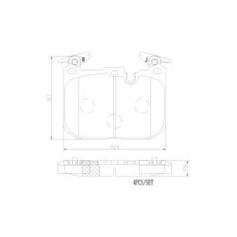 Jeu de 4 plaquettes de frein avant BREMBO OEM 34112468432
