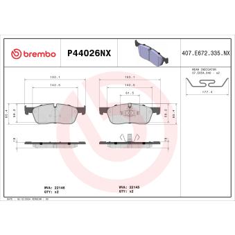 Jeu de 4 plaquettes de frein avant BREMBO OEM lr160435