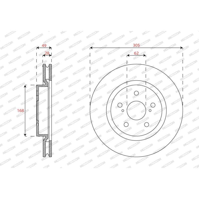 Jeu de 2 disques de frein avant FERODO DDF2925C - Visuel 1
