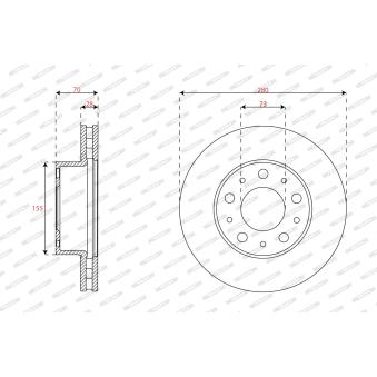 Jeu de 2 disques de frein avant FERODO OEM 6001073177