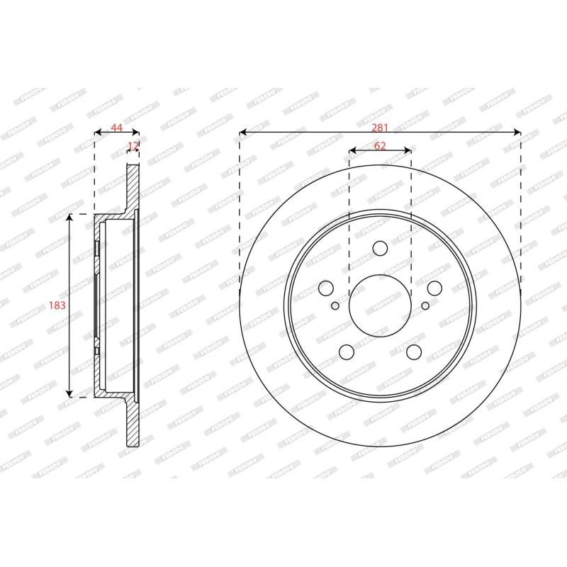 Jeu de 2 disques de frein arrière FERODO DDF2643C - Visuel 1