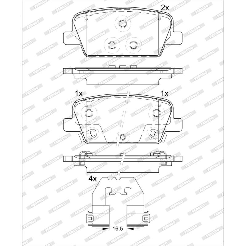 Jeu de 4 plaquettes de frein arrière FERODO FDB5411 - Visuel 1