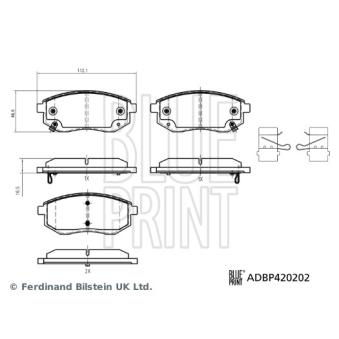 Jeu de 4 plaquettes de frein avant BLUE PRINT ADBP420202 pour MAZDA 2 Extreme - 65cv