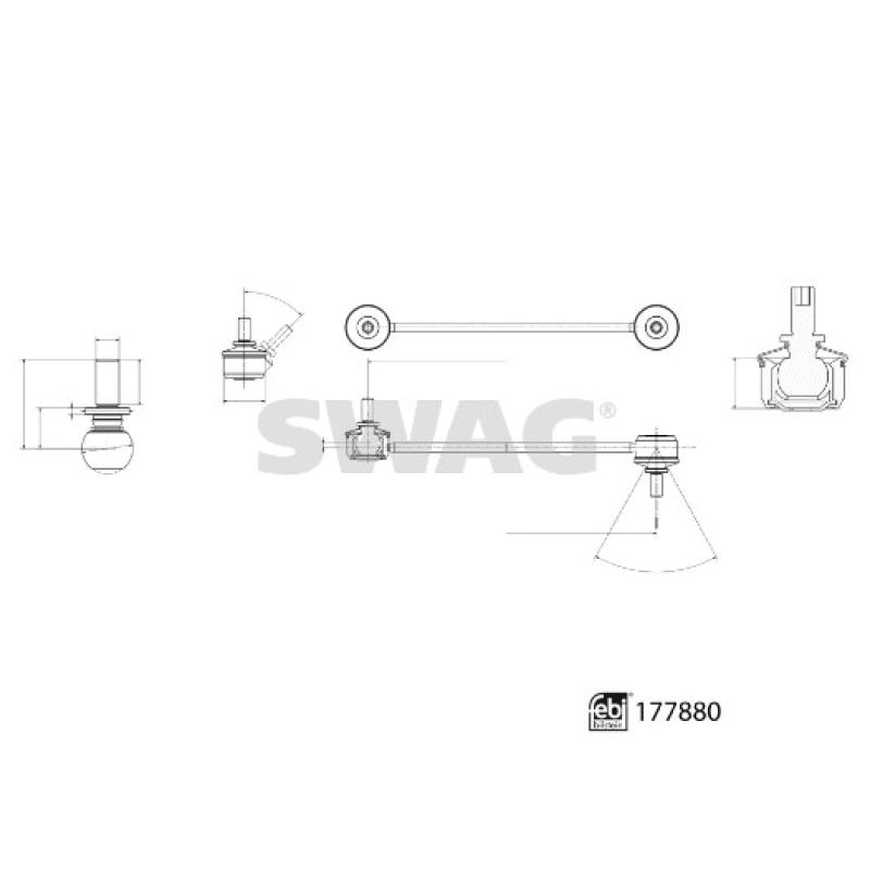 Entretoise/tige, stabilisateur avant gauche SWAG 33 10 4347 - Visuel 1