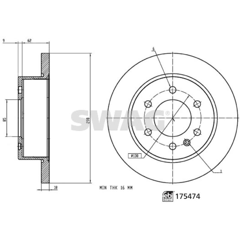 Jeu de 2 disques de frein arrière SWAG 33 10 5287 - Visuel 2