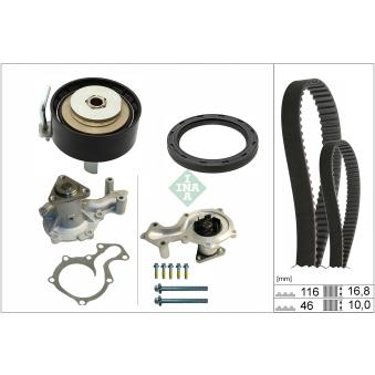 Pompe à eau + kit de courroie crantée INA 530 0961 30 pour FORD ECOSPORT 1.0 EcoBoost - 140cv