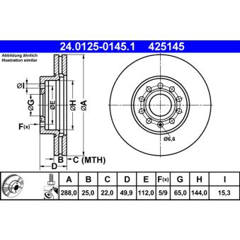 Jeu de 2 disques de frein avant ATE 24.0125-0145.1