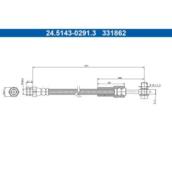 Flexible de frein ATE 24.5143-0291.3 pour HYUNDAI I30 S3 quattro - 310cv