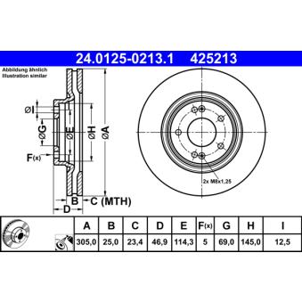 Jeu de 2 disques de frein avant ATE 24.0125-0213.1