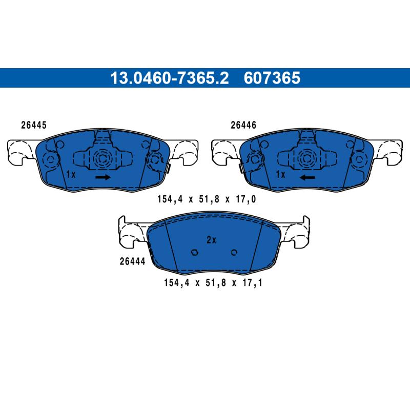 Jeu de 4 plaquettes de frein avant ATE 13.0460-7365.2 - Visuel 1