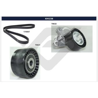 Jeu de courroies trapézoïdales à nervures HUTCHINSON KHV 238 pour RENAULT KOLEOS 2.0 DCI - 150cv