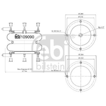 Soufflet à air, suspension pneumatique FEBI BILSTEIN OEM 881202