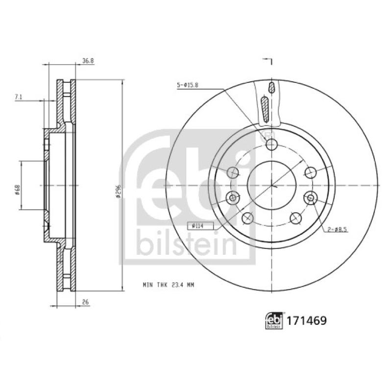 Jeu de 2 disques de frein avant FEBI BILSTEIN 171469 - Visuel 2