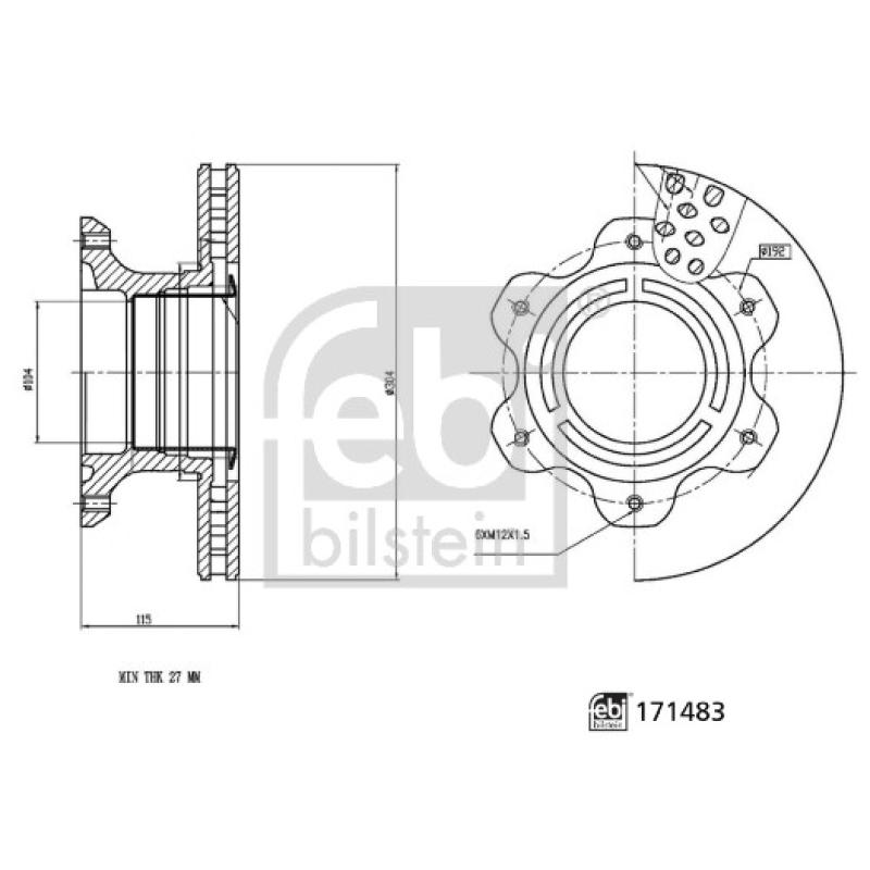 Jeu de 2 disques de frein arrière FEBI BILSTEIN 171483 - Visuel 2