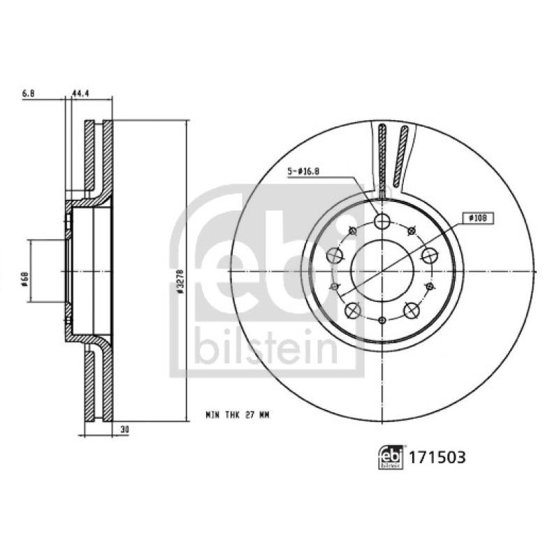 Jeu de 2 disques de frein avant FEBI BILSTEIN 171503 - Visuel 2