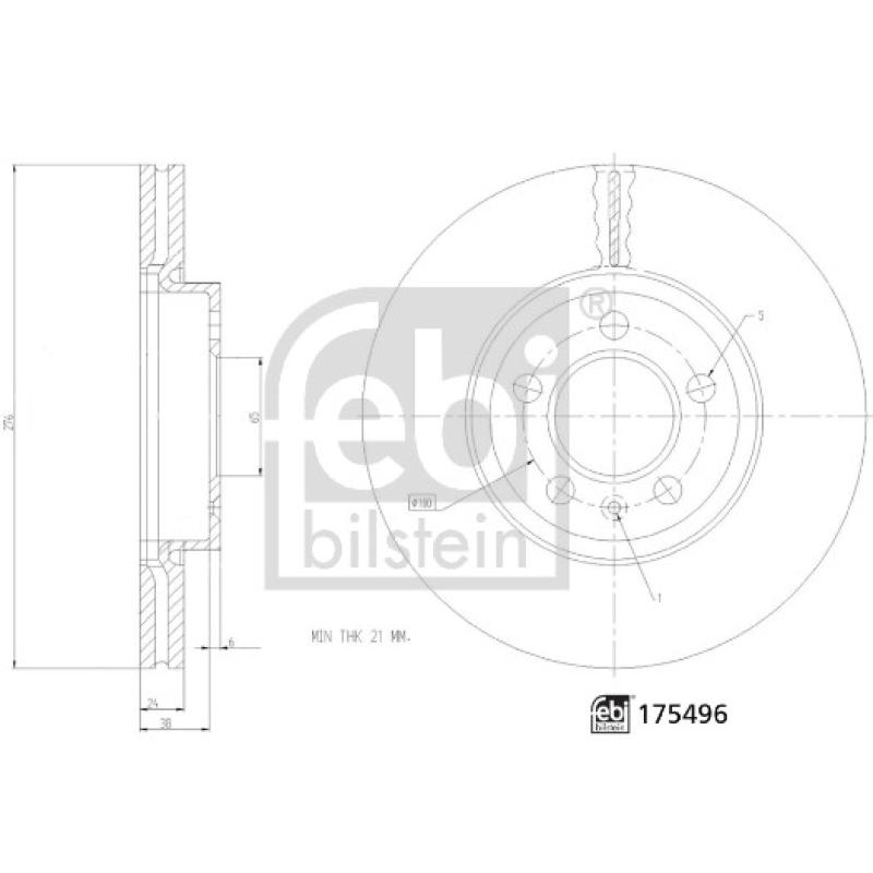 Jeu de 2 disques de frein avant FEBI BILSTEIN 175496 - Visuel 2
