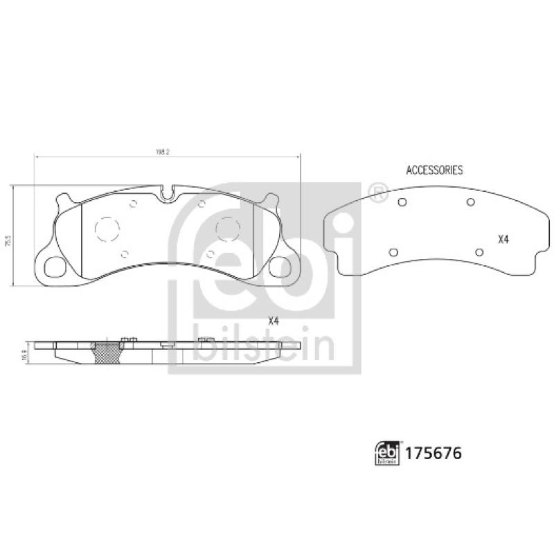 Jeu de 4 plaquettes de frein avant FEBI BILSTEIN 175676 - Visuel 1