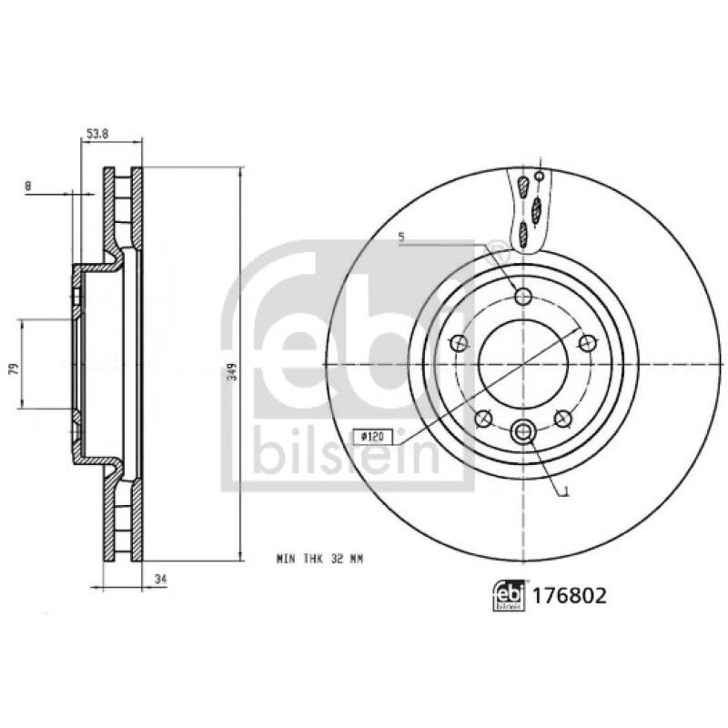 Jeu de 2 disques de frein avant FEBI BILSTEIN 176802 - Visuel 2