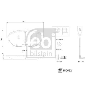 Jeu de 4 plaquettes de frein avant FEBI BILSTEIN OEM 7LA698151C