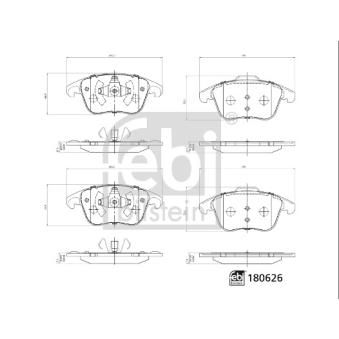 Jeu de 4 plaquettes de frein avant FEBI BILSTEIN OEM 1647874180