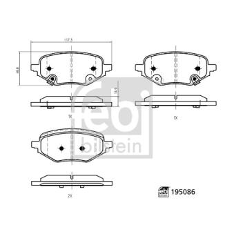 Jeu de 4 plaquettes de frein arrière FEBI BILSTEIN [195086]