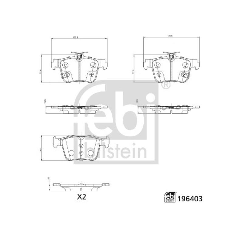 Jeu de 4 plaquettes de frein arrière FEBI BILSTEIN 196403 - Visuel 1