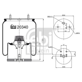 Soufflet à air, suspension pneumatique FEBI BILSTEIN OEM 0542943210