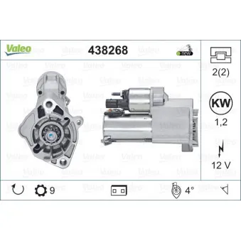 Démarreur VALEO 438268 pour SEAT EXEO 1.8 TSI - 120cv