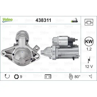 Démarreur VALEO 438311 pour CITROEN C1 1.0 VTi 72 - 72cv