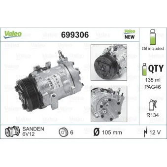 Compresseur, climatisation VALEO OEM R1580046