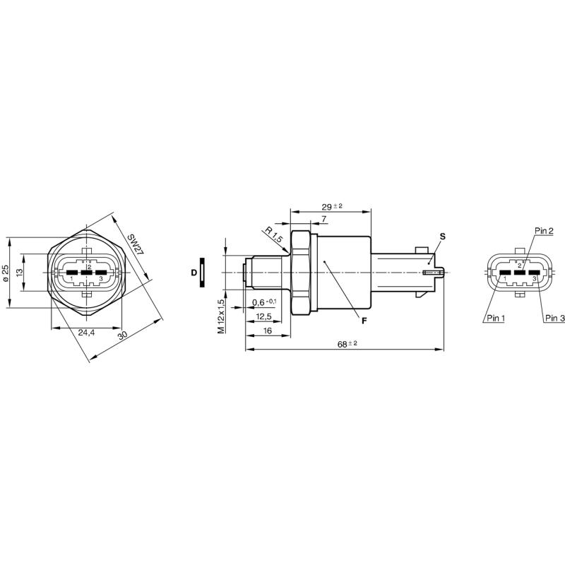 Capteur, pression de carburant BOSCH 0 281 002 398 - Visuel 1