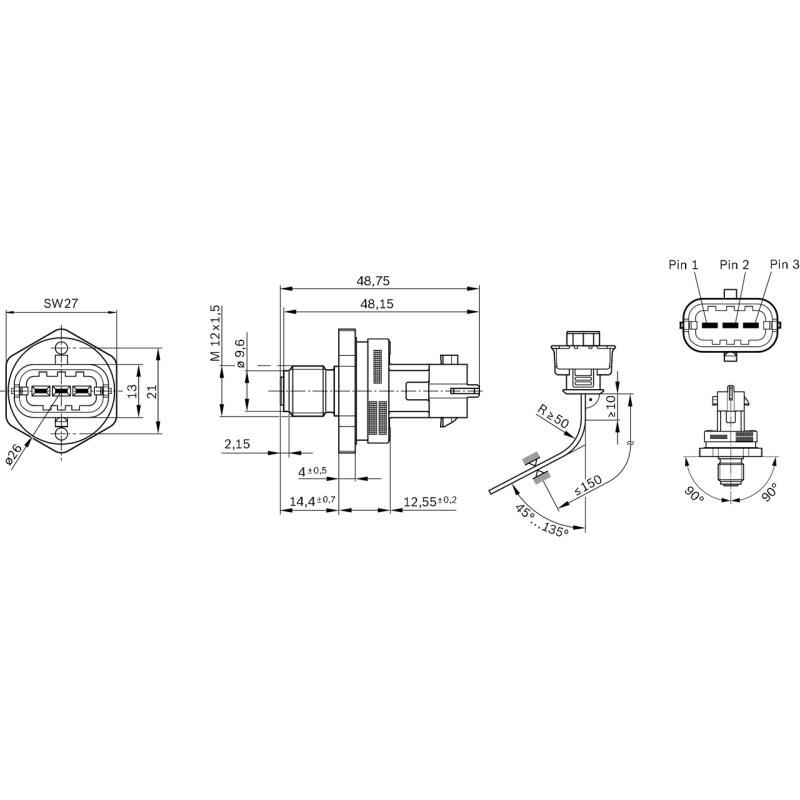 Capteur, pression de carburant BOSCH 0 281 002 767 - Visuel 1